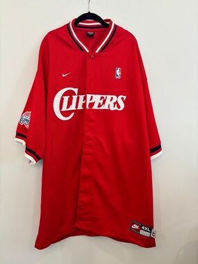 Vintage Nike LA Clippers NBA Shooting Shirt Jersey Red 4XL Throwback #A90